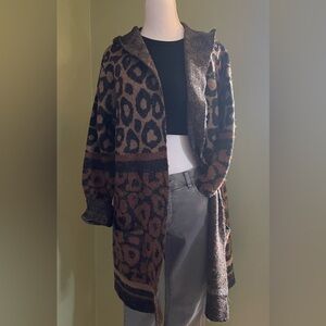 Style & Co. Brown and Black Animal Print Cardigan